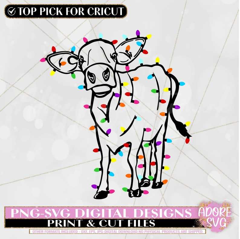 Christmas Highland Cow Svg, Christmas Highland Cow svg Sublimation Png - Christmas svg - Christmas Lights svg #10
