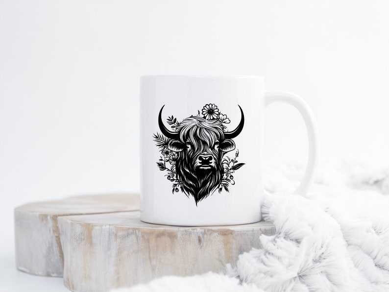 Highland Cow Head Svg, Highland Cow SVG Commercial Use Clip Art - Cow With Flowers Svg PNG - Cow Face Png#3