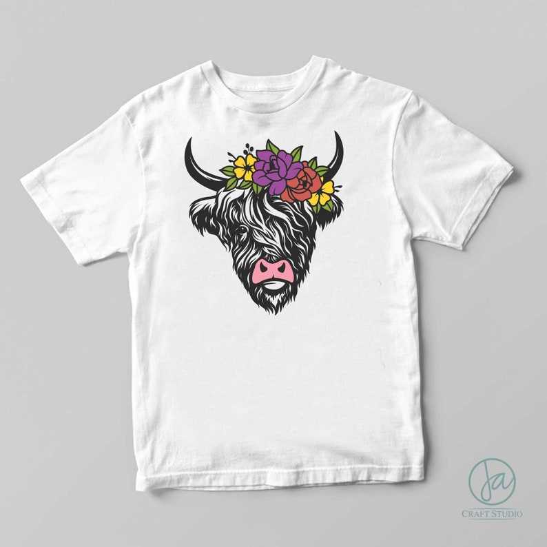 Highland Cow Svg, Highland Cow svg | Cow with Flowers on Head | Cow with Flower Crown SVG | Highland Heifer svg