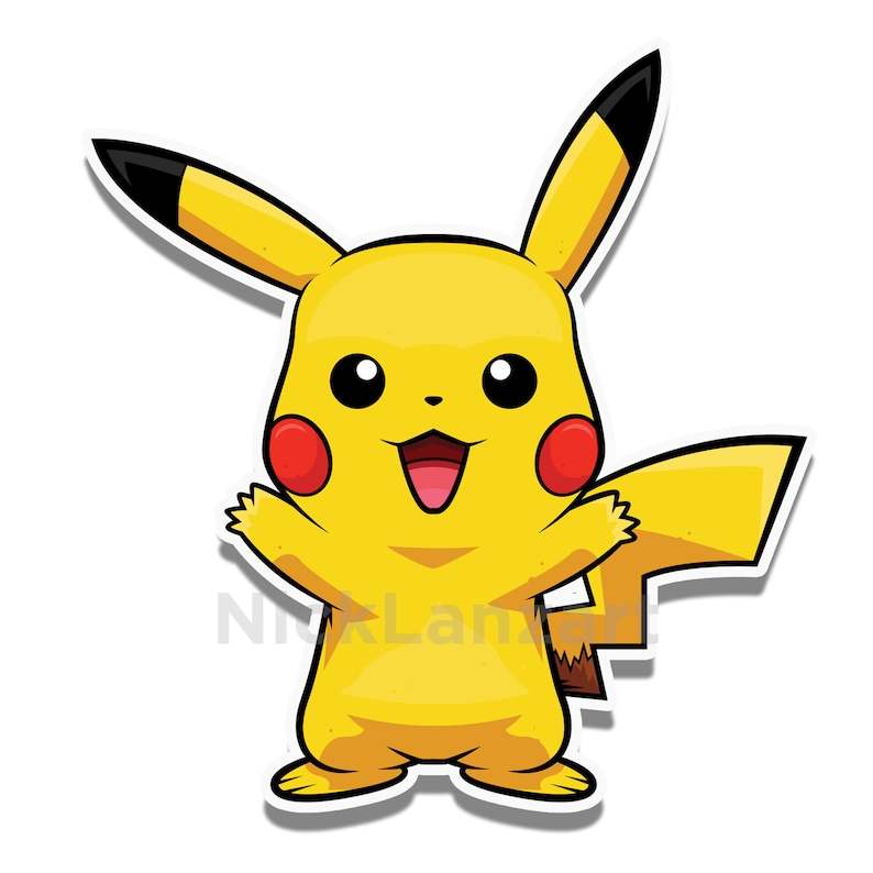 Pikachu Sitting Pokemon Decal / Sticker Die cut