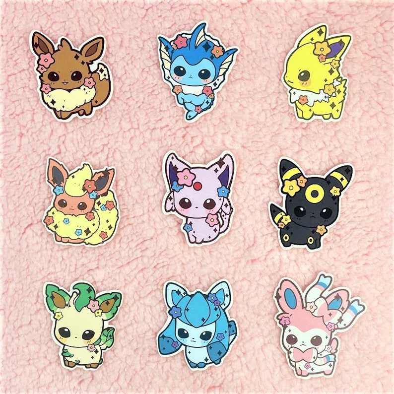 Cute and Kawaii Eeveelution Pokemon Stickers for Boys and Girls of
