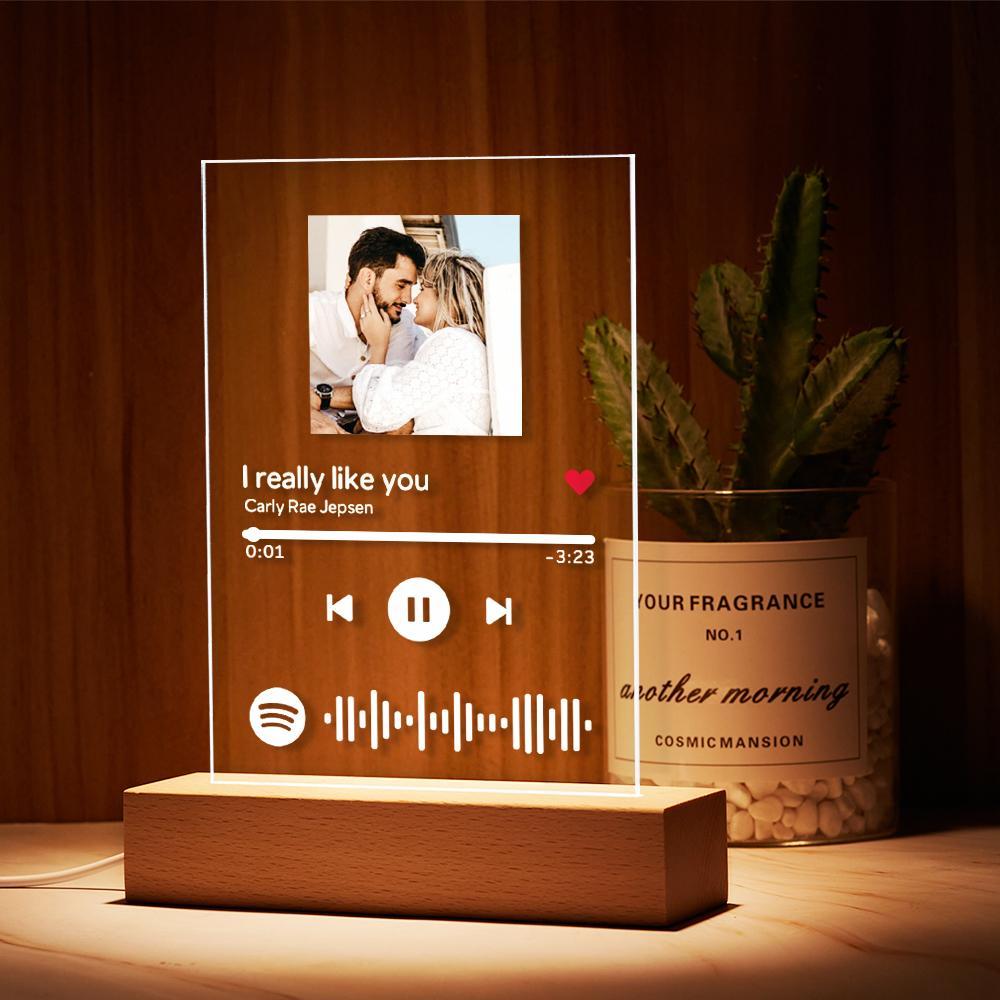 Placca Spotify Personalizzata Con Base LED – Regalo Unico Per Papà Con Foto E Canzone