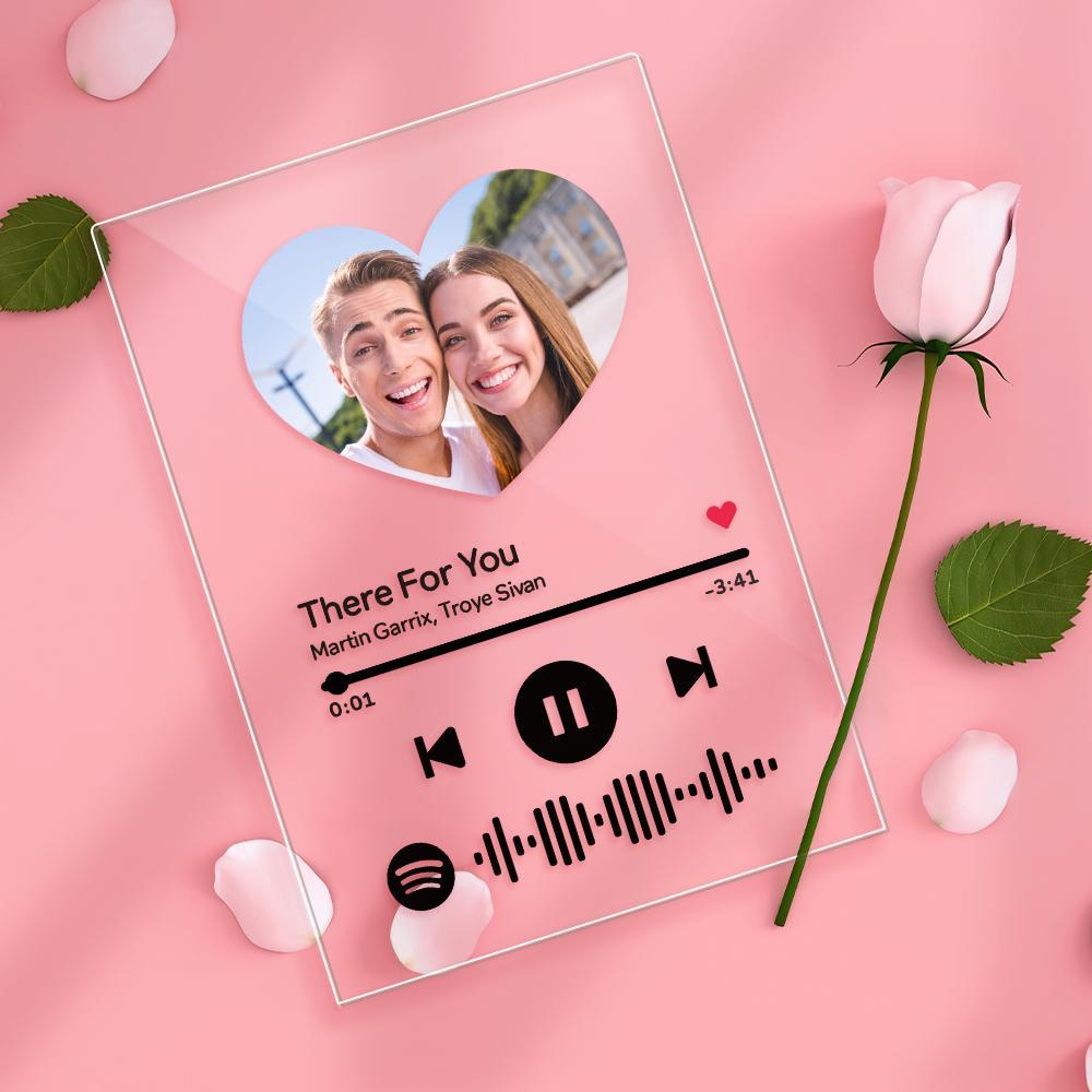 Spotify Glass Art Custom Spotify Music Plaque With Picture & Night Light, Custom Spotify Keychain- Heart Shaped