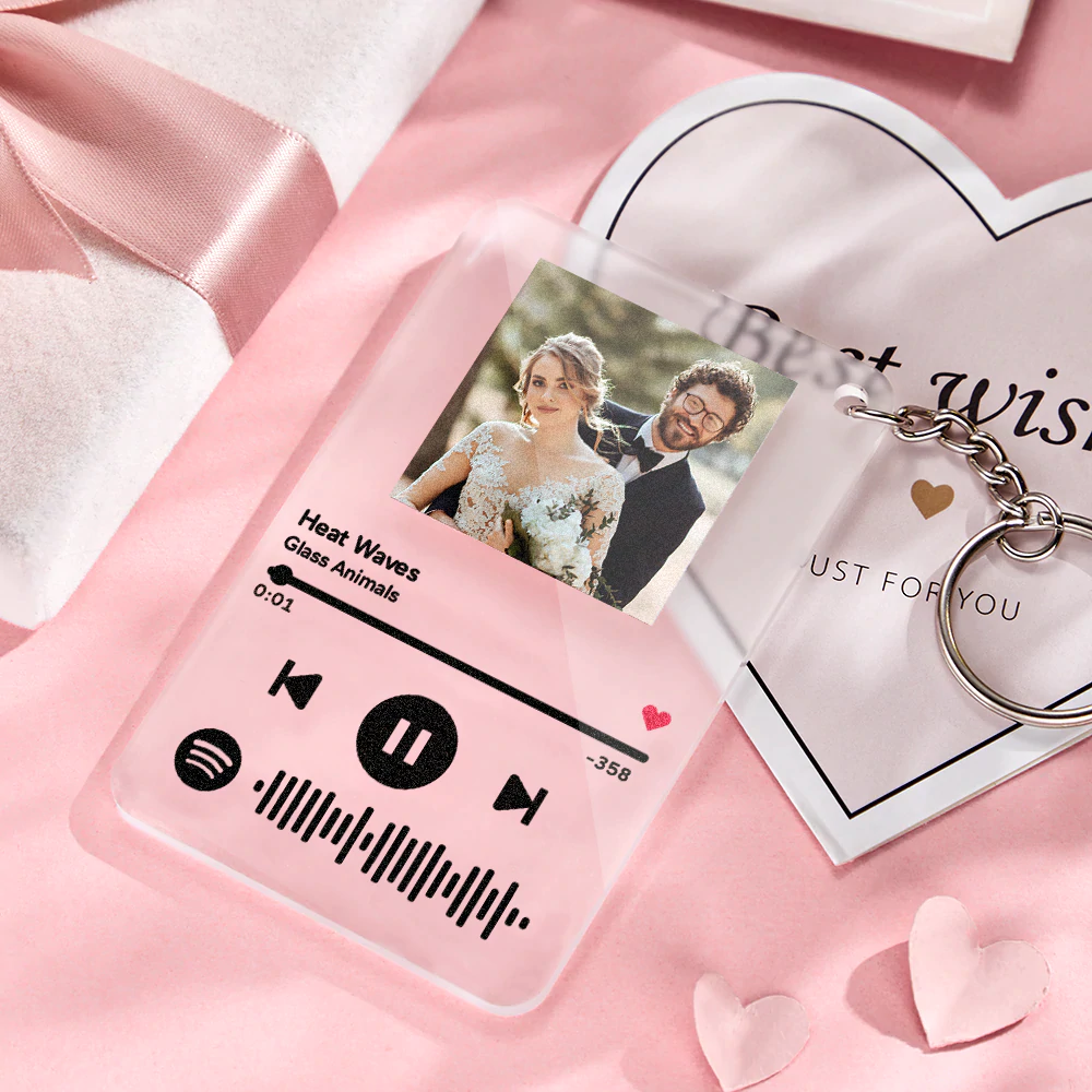 TPFOON Codice QR personalizzato con portachiavi a onde sonore, portachiavi con codice QR audio scansionabile personalizzato, regalo inciso personalizzato per la registrazione vocale, regalo musicale