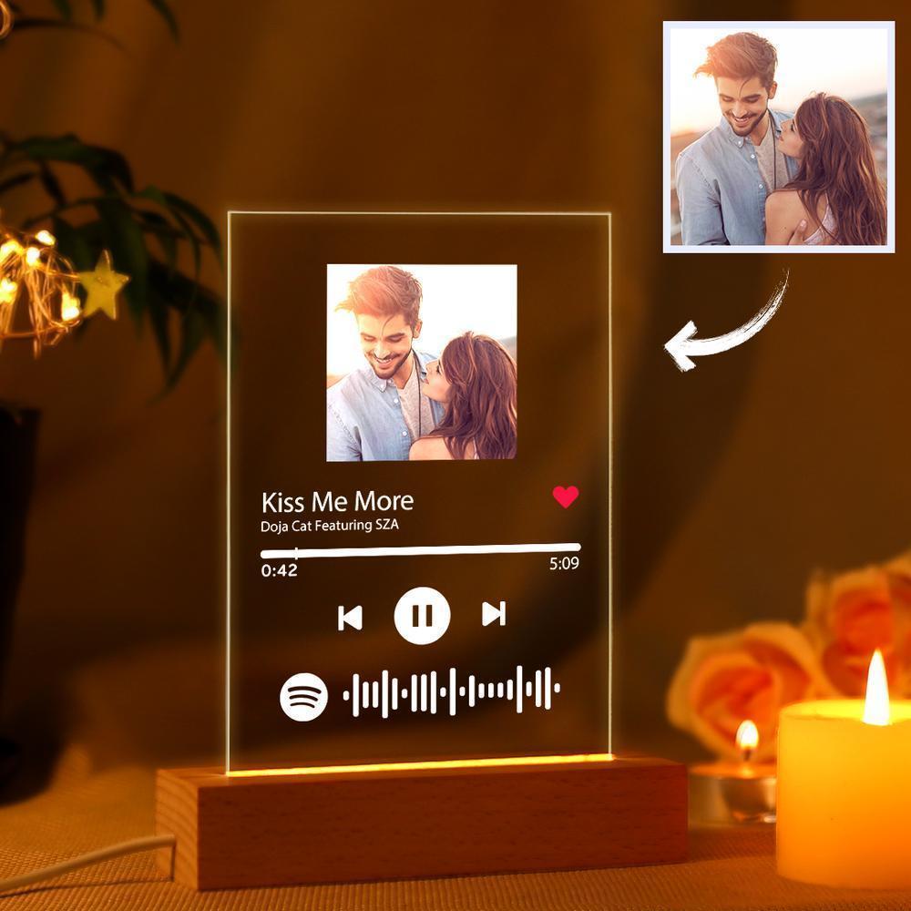 Placca Spotify Personalizzata Con Base LED – Regalo Unico Per Papà Con Foto E Canzone