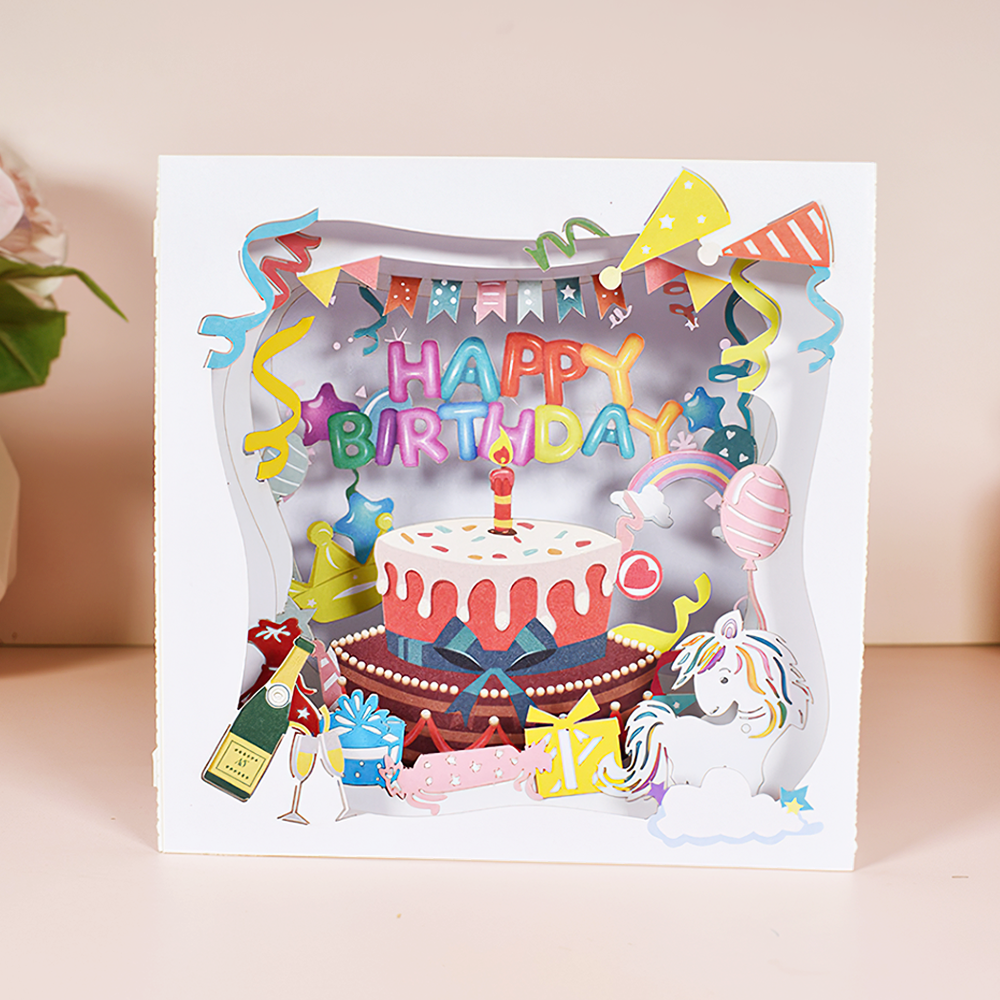 Poplife Typewriter Birthday biglietto di auguri pop up 3D  felice compleanno carta per tutte le occasioni  