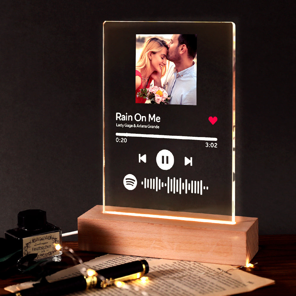 Henoyso - Targa Spotify Personalizzata Con Luce Notturna LED In Acrilico - Regalo Per Papà, Compleanno, Festa Del Papà (15x22 Cm) - 2