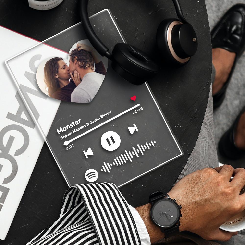 Targa Spotify Personalizzata Lampada per Plaque musicale con foto personalizzate per codice Spotify scansionabile Fino