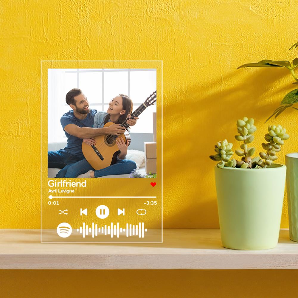 Targa Spotify Personalizzata Con Foto E Testo - Placca In Acrilico 10x15 Cm, Regalo Per Coppie, Matrimonio, Anniversario