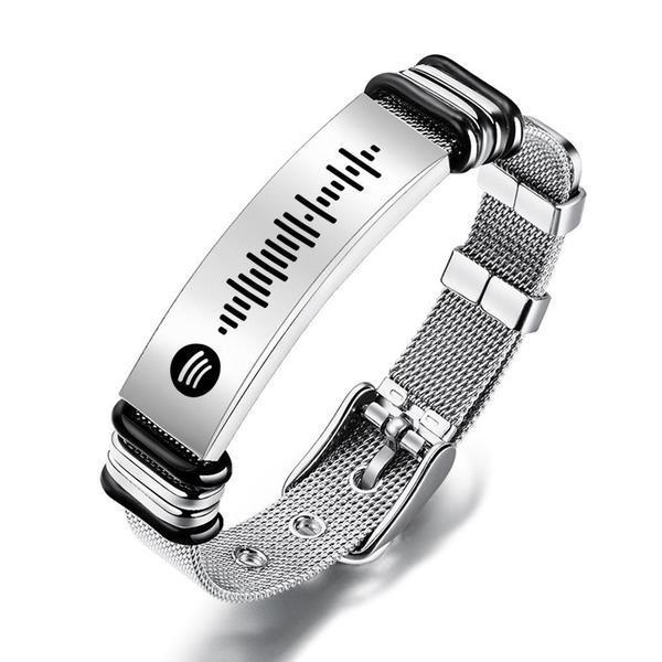 Bracciale da uomo personalizzabile codice canzone Spotify con piastrin
