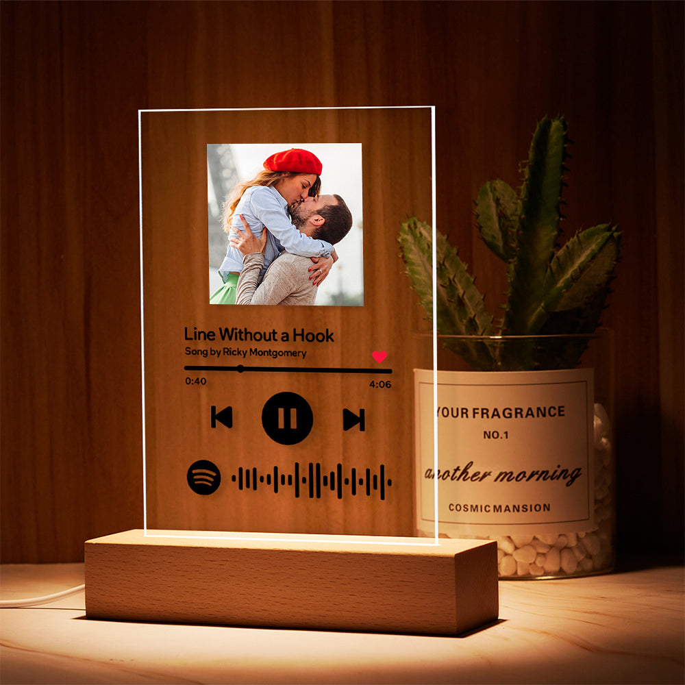 Base In Legno Per Targa Spotify O Acrilico - Supporto Rettangolare Per Display Da Tavolo, Personalizzabile - Foto 6