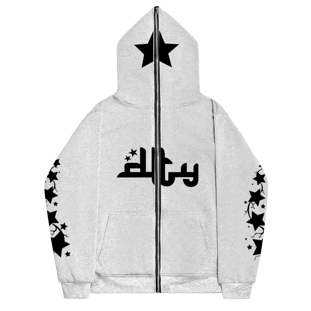 New 2023 Fleece Hoodie Jacket Divide the Youth Star Loose Casual Long ...