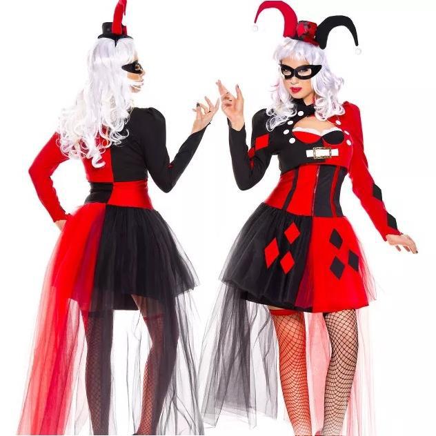 Donne adulte Sexy Harley Costume Halloween Movie Quinn Naughty Joker Clown  Harleyquin Fantasia Cosplay Fancy Dress - AliExpress