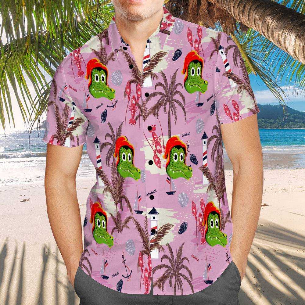 Gojira Hawaiian Shirt Custom Photo Hawaiian Shirt Pink Chinoiserie