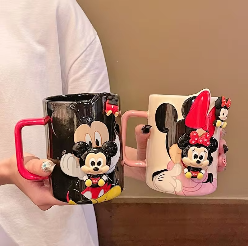 Disney Kawaii Mickey Minnie Donald Duck Ceramic Handle Mug