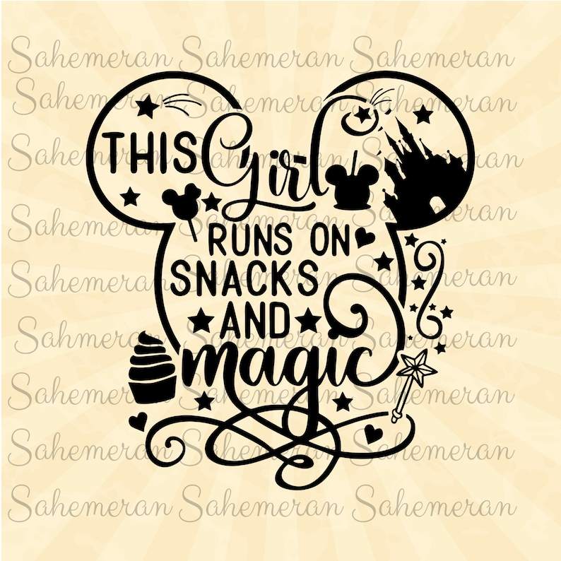 Christmas Mouse Head Outline Svg, This Girl Runs On Snacks And Magic Svg, , Digital Download#2