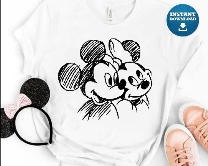 Mickey and Minnie Sketch Svg Perfect for Crafting & Design Projects