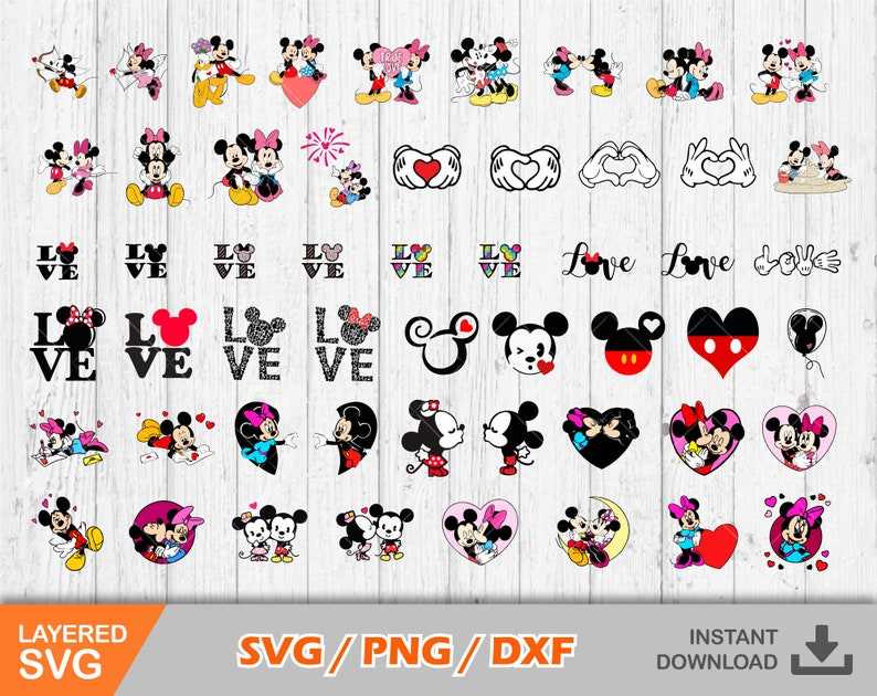 Mickey and Minnie Valentine's Day SVG Cut File