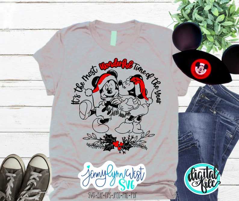 Mickey and Minnie Christmas Svg, Most Wonderful Time of Year Silhouette Cricut Cut File Design Digital Download#2