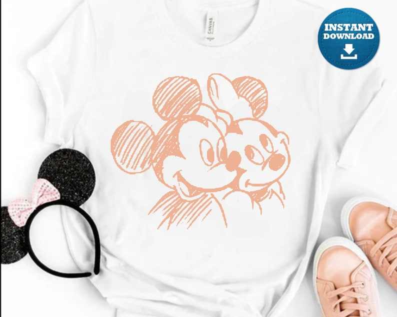 Mickey and Minnie Sketch Svg Perfect for Crafting & Design Projects 