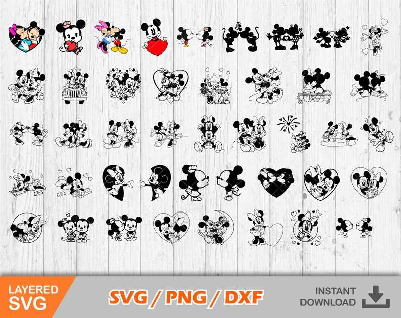 Mickey Minnie Love Svg Digital File, Valentine Svg, Mickey Mouse Svg