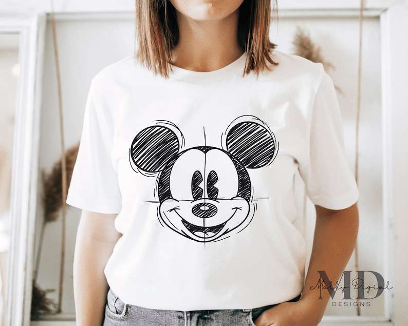 Mickey Mouse Head Sketch Svg, Retro Mickey Sketch Svg, Digital Download#3