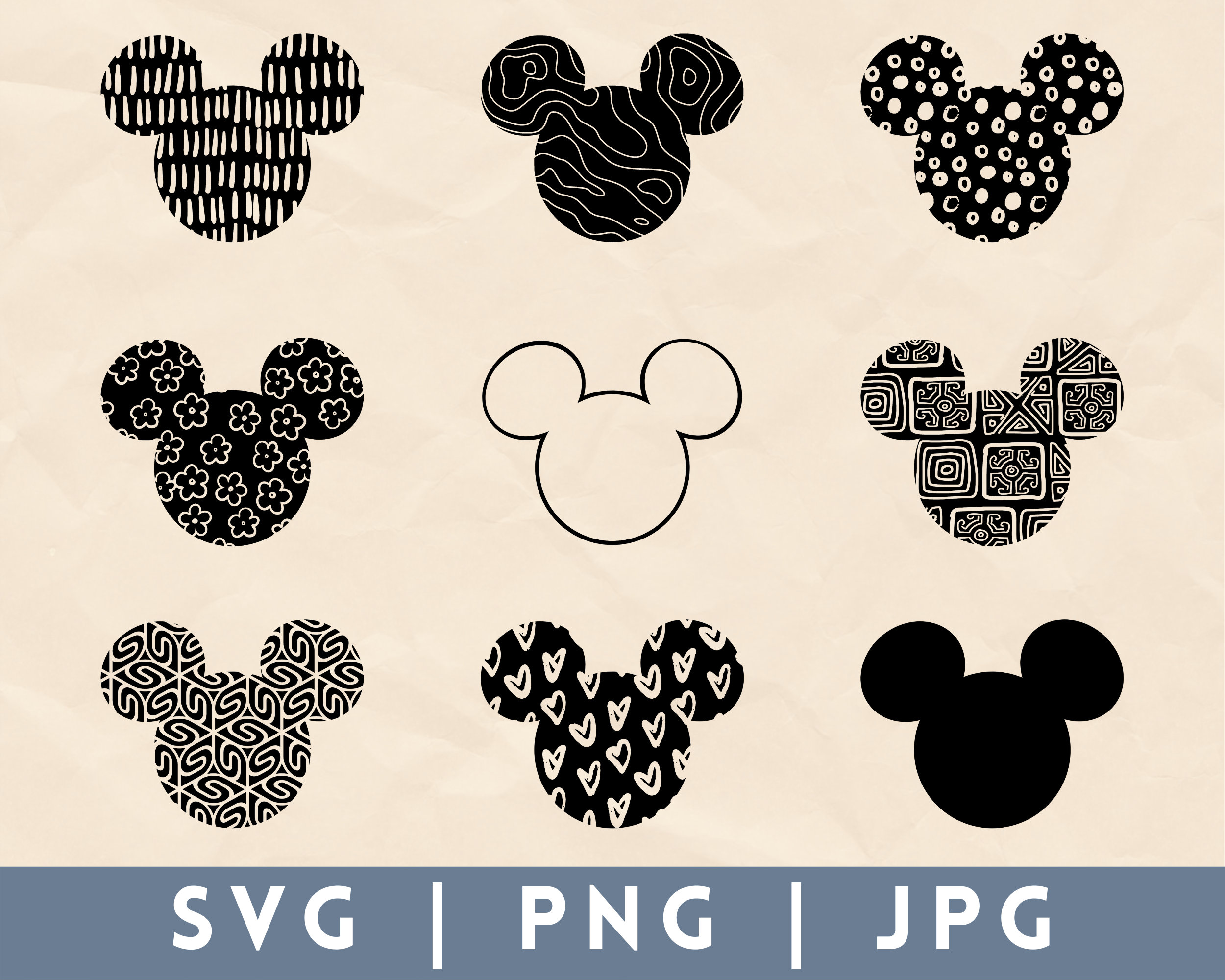 Mickey Mouse Head Svg Assortment Bundle, Digital Download