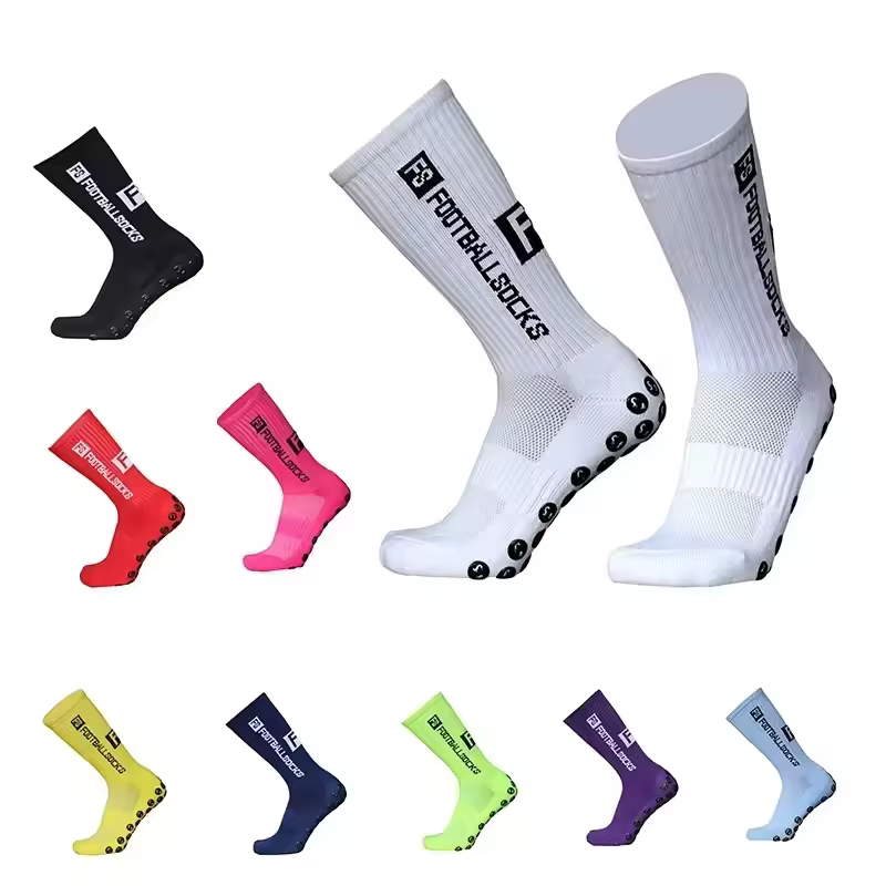 3/1Pair New Style FS Football Socks Round Silicone Suction Cup Grip Anti Slip Soccer Socks Sports Men Women Baseball Rugby 