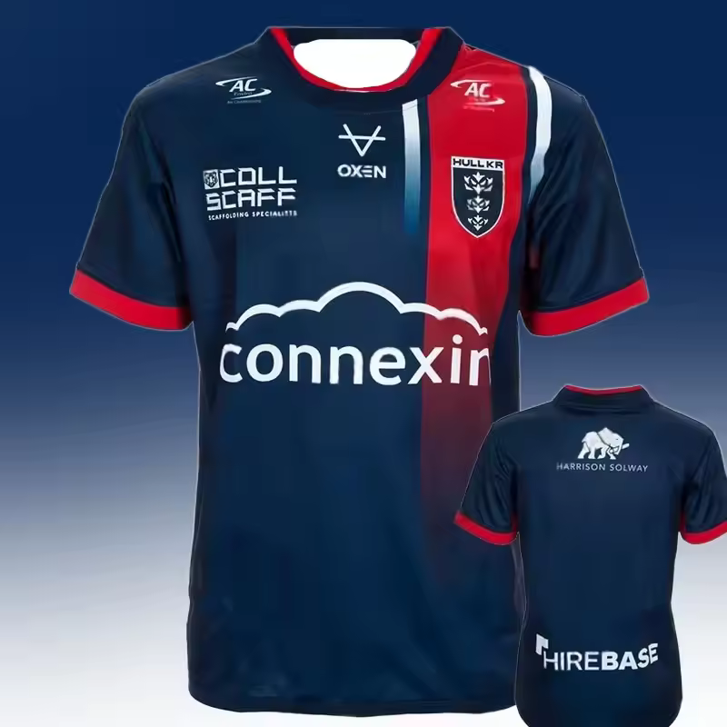 2025New Arrival Hull KR Home Rugby Jersey England Men Oversize Casual Quick drying Training Short Sleeve Kid Sport V-neck Tshirt