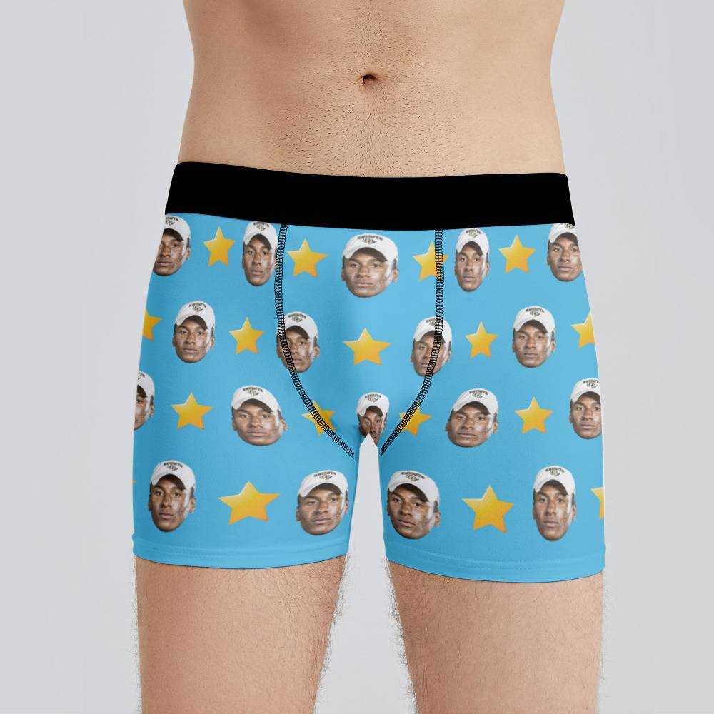 Deestroying Boxers Custom Photo Boxers Men's Underwear Star Boxers Blue