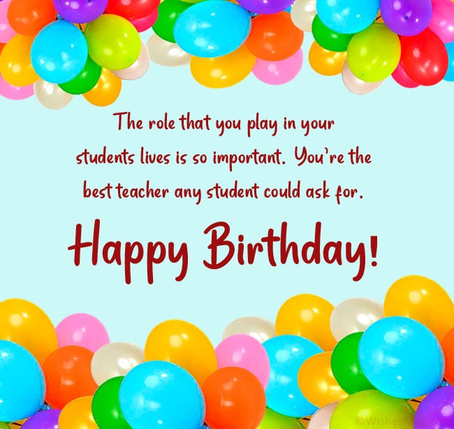 Birthday Wishes For Teacher From Student