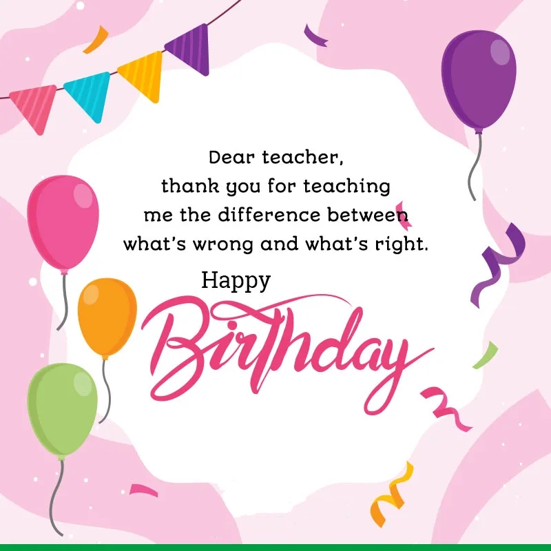 Birthday Wishes For Teacher In English