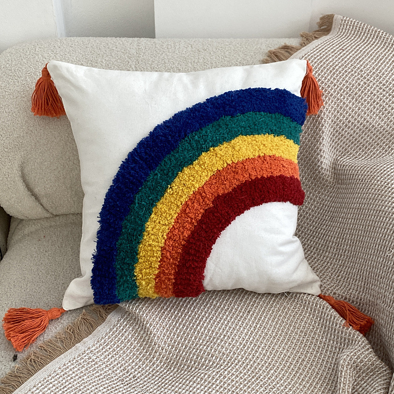 Rainbow store throw pillow