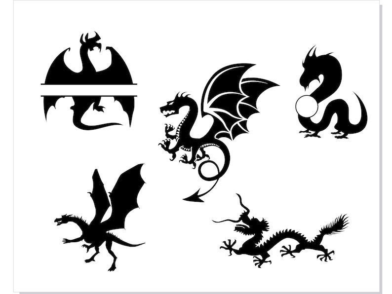 Dragon Svg, Dragon Font svg Silhouette svg Dragon Bundle | dragonsvg.com