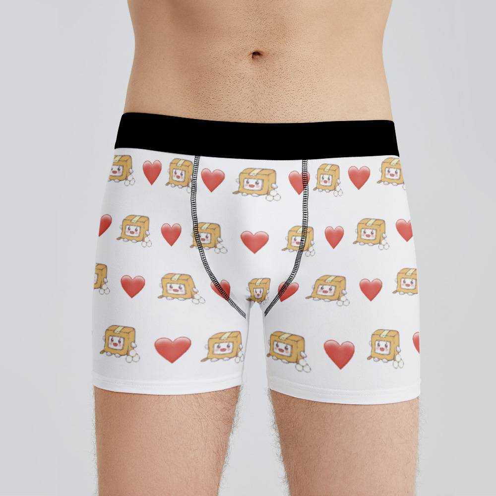 Lankybox Boxers Custom Photo Boxers Men's Underwear Heart Boxers White