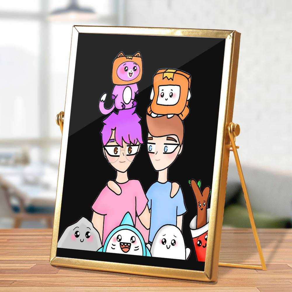 Lankybox Plaque Classic Celebrity Plaque Smiling Lankybox by Lankybox Plaque with Golden Frame