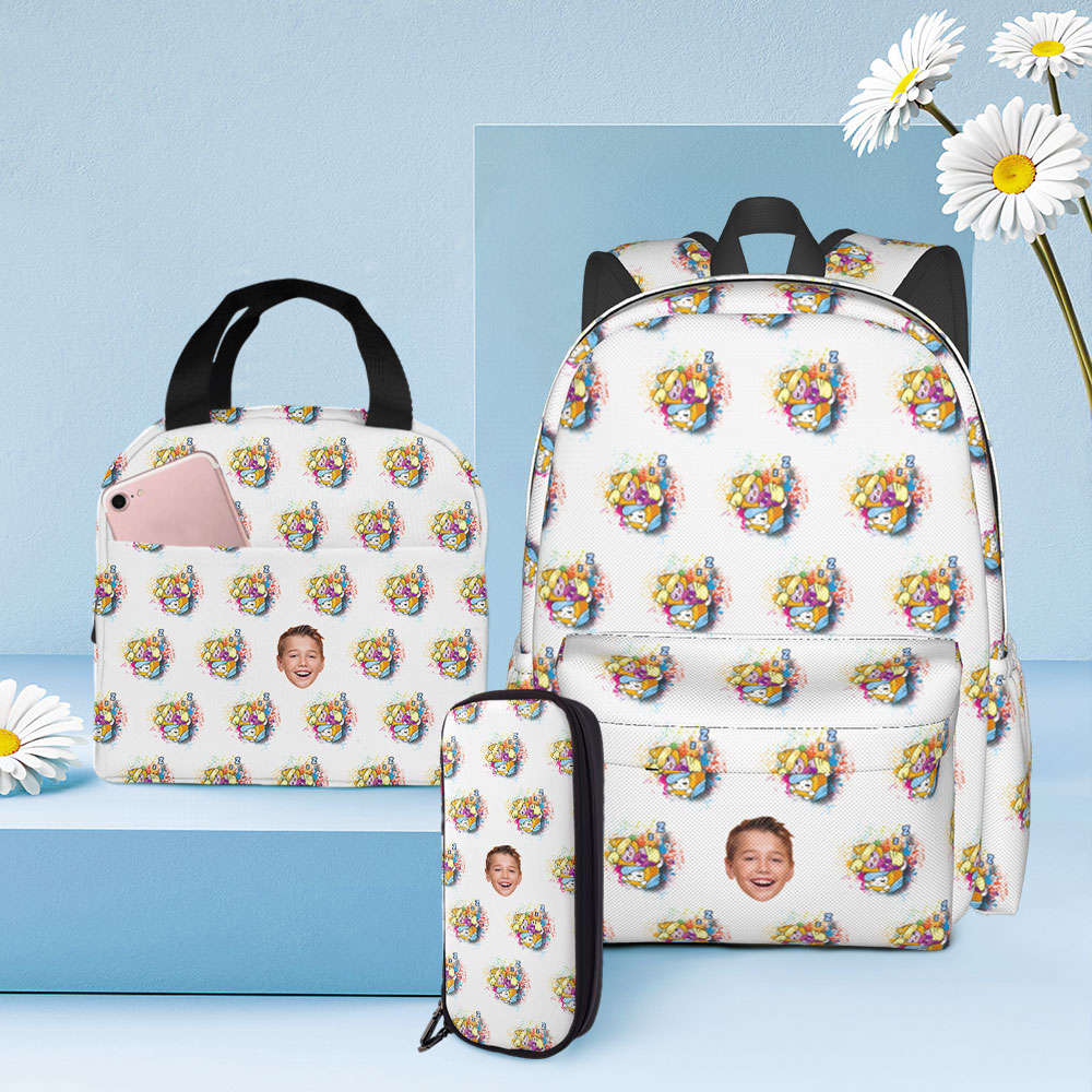 Custom Lankybox Backpacks with Lunch Box and with Pencil Box , Sleep Lankybox 3PCs Backpack Set