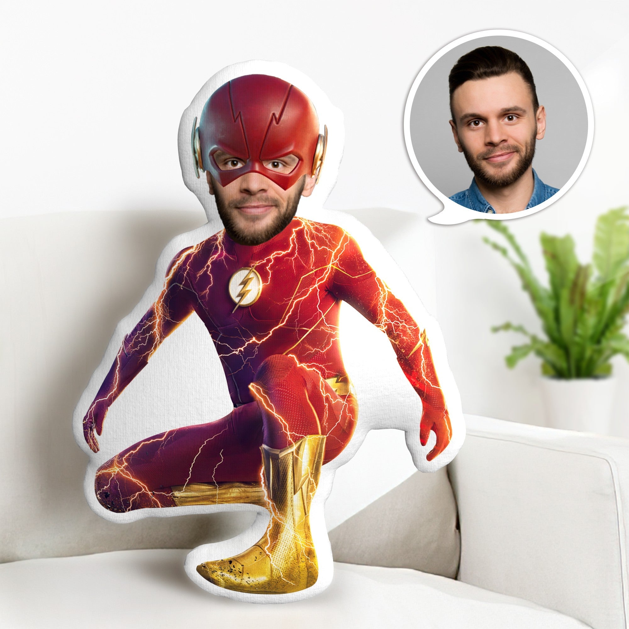 Custom Face Pillow Flash Dolls Personalized Photo Pillow Superhero Gifts