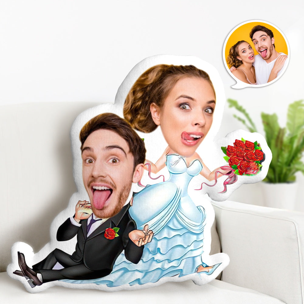 Custom Photo Funny Wedding Couple MiniMe Pillow Custom Pillow Gifts Unique Face Pillow Gifts