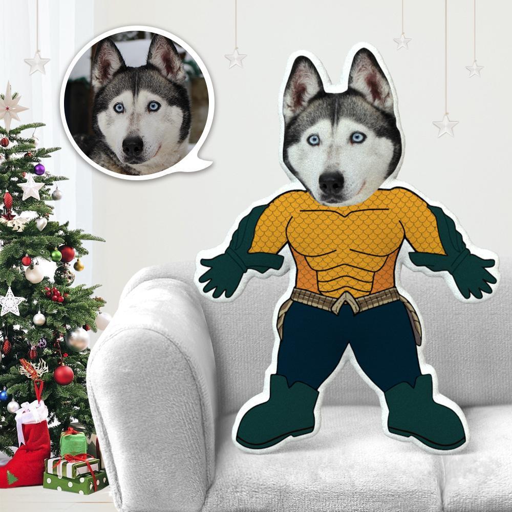 Custom Dog Pillow Dog Photo Pillow Dog Picture Pillow Personalized Dog Pillow Dog Face Pillow Aquaman Costume MiniMe Dog Costume Pillow Doll