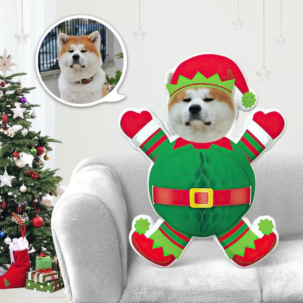 Custom Dog Pillow Dog Photo Pillow Dog Picture Pillow Personalized Dog Pillow Dog Face Pillow Green Christmas Costume MiniMe Dog Costume Pillow Doll