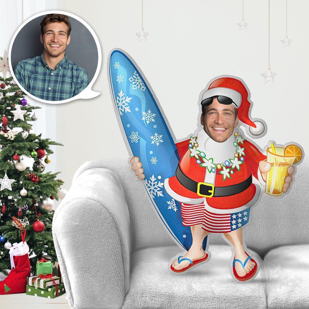 Personalized Photo Pillow My Face Pillow Face Body Pillow Custom Pillow Toy Pillow Gift Surfboard Santa Claus Kris Kringle Throw Pillow MiniMe Pillow