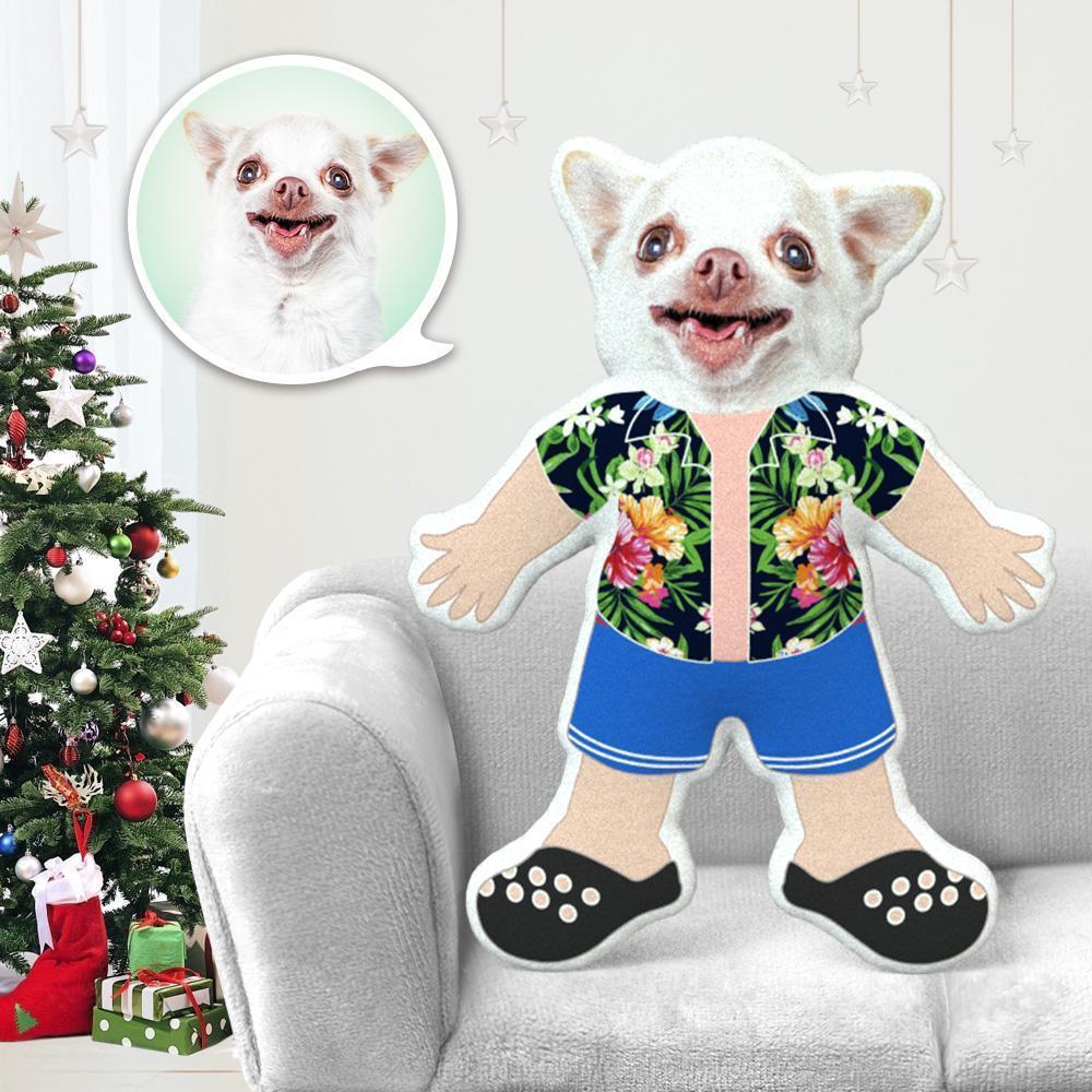 Custom Dog Pillow Dog Photo Pillow Dog Picture Pillow Personalized Dog Pillow Toy Dog Face Pillow Hawaiian Costume MiniMe Dog Costume Pillow Doll