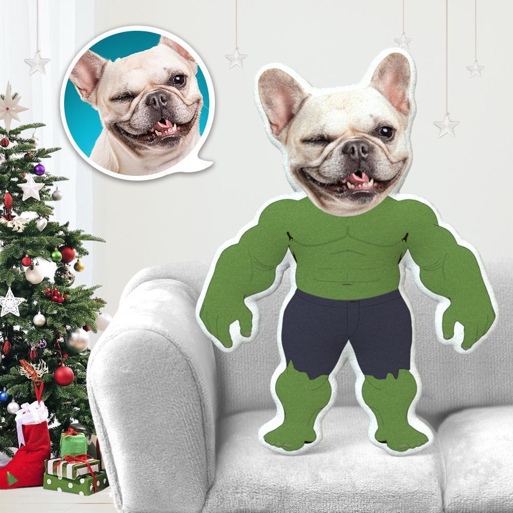 Custom Dog Pillow Dog Photo Pillow Dog Picture Pillow Personalized Dog Pillow Dog Face Pillow Hulk Costume MiniMe Dog Costume Pillow Doll