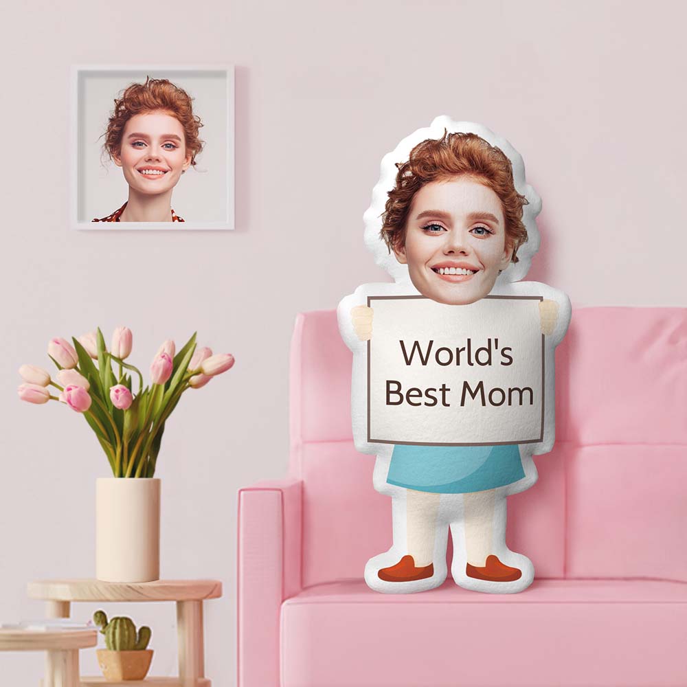 World's Best Mom Custom Face Pillow Personalized Mom Pillow Daughter's Gift to Mom