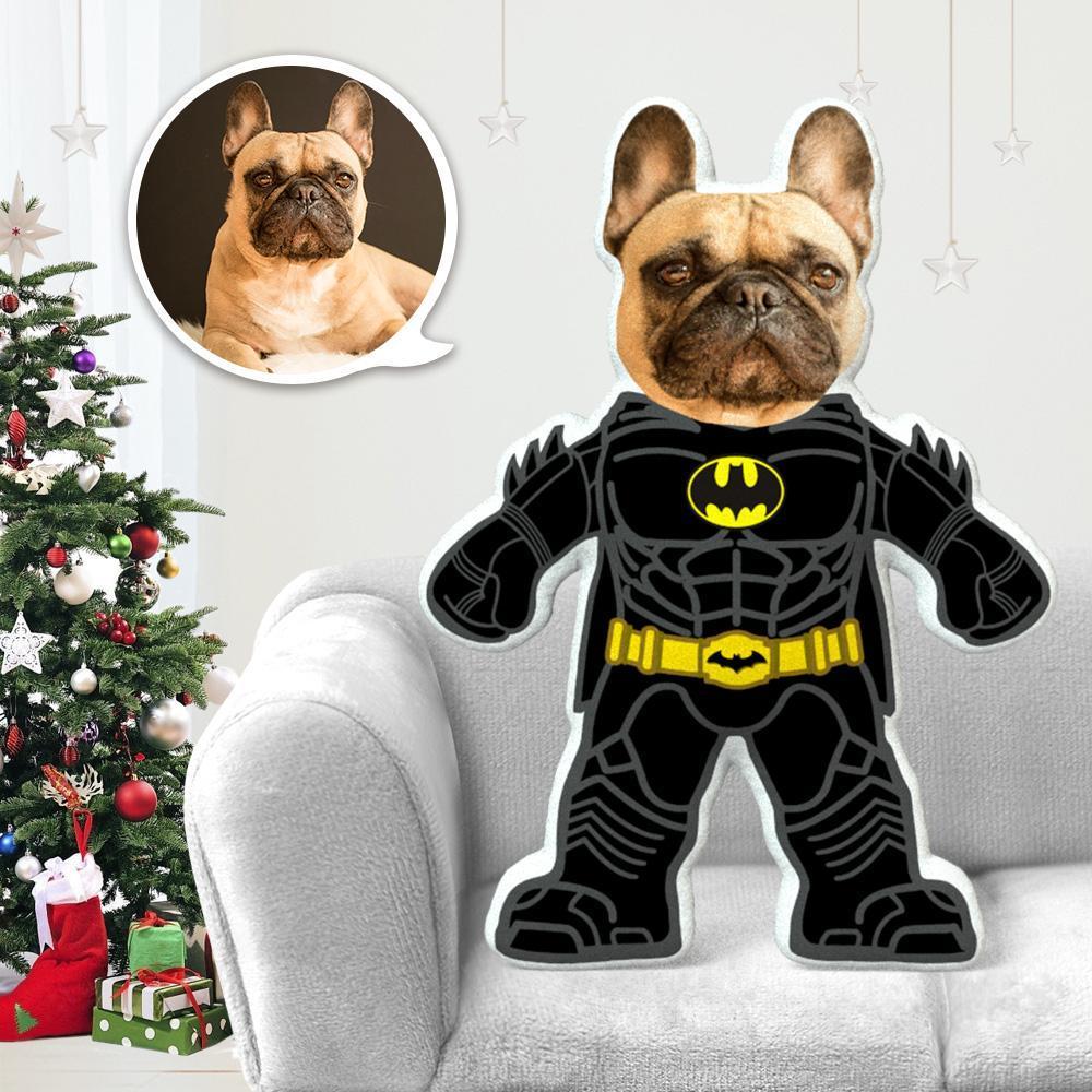 Custom Dog Pillow Dog Photo Pillow Dog Picture Pillow Personalized Dog Pillow Dog Face Pillow Batman Costume MiniMe Dog Costume Throw Pillow