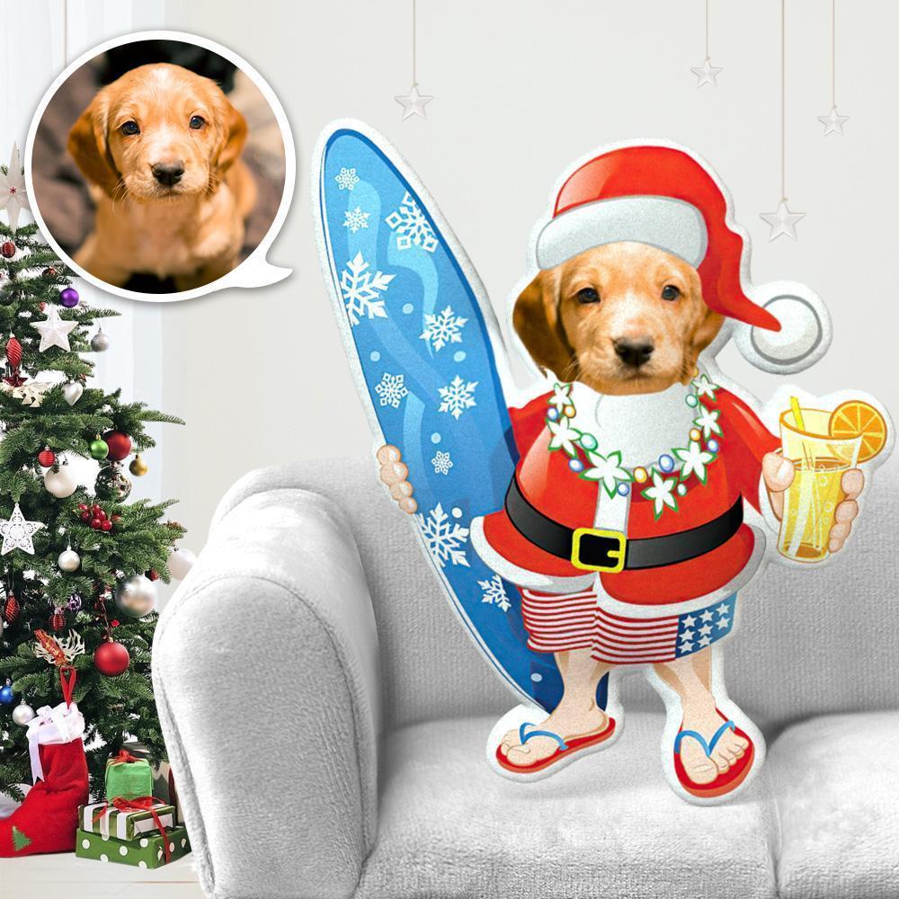 Custom Dog Pillow Dog Photo Pillow Dog Picture Pillow Personalized Dog Pillow Dog Face Pillow Surfboard Santa Costume MiniMe Dog Costume Pillow Doll