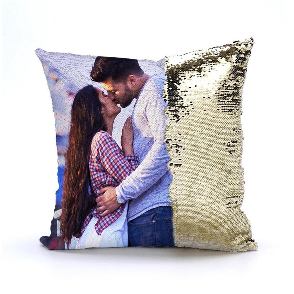 Custom Photo Reversible Sequin Pillow Personalized Photo Sequin Pillow 15.75