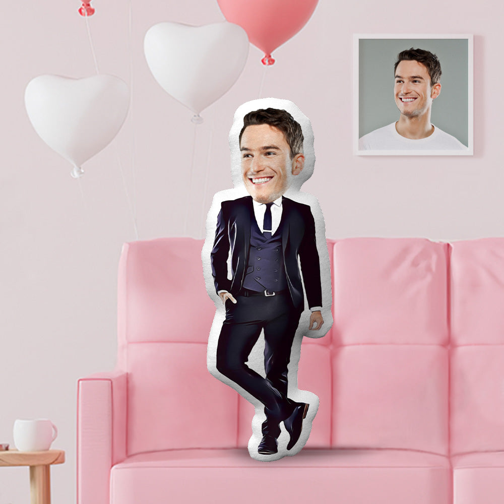 Gifts for Him Man in Suit Pillow Custom Face Pillow Personalized Photo Pillow Gifts Custom MinIMe Pillow