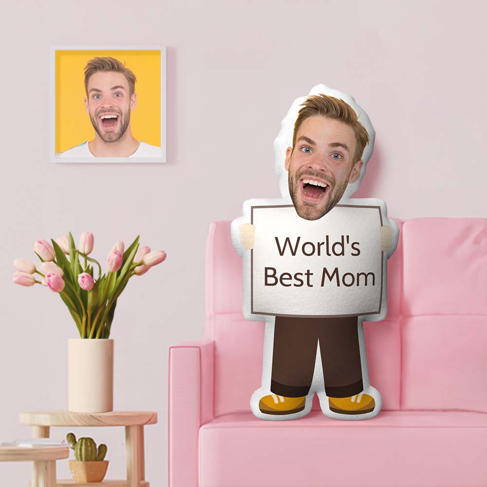 World's Best Mom Custom Face Pillow Personalized Mom Pillow Son Gift to MoM